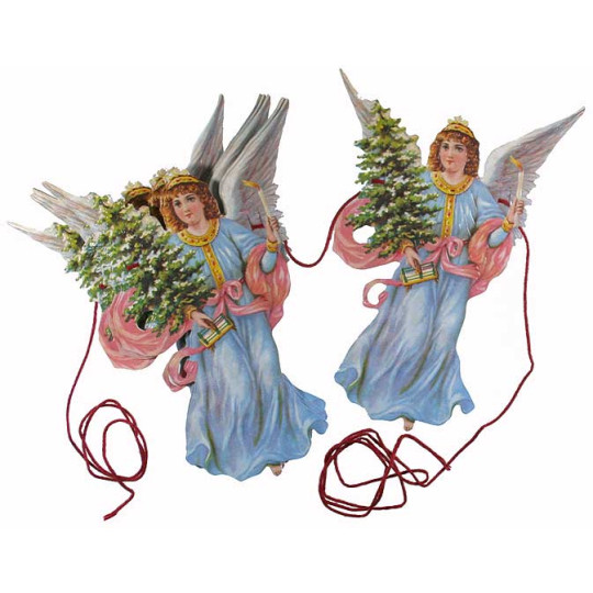 Large Angel with Tree Paper Scrap Garland ~ England